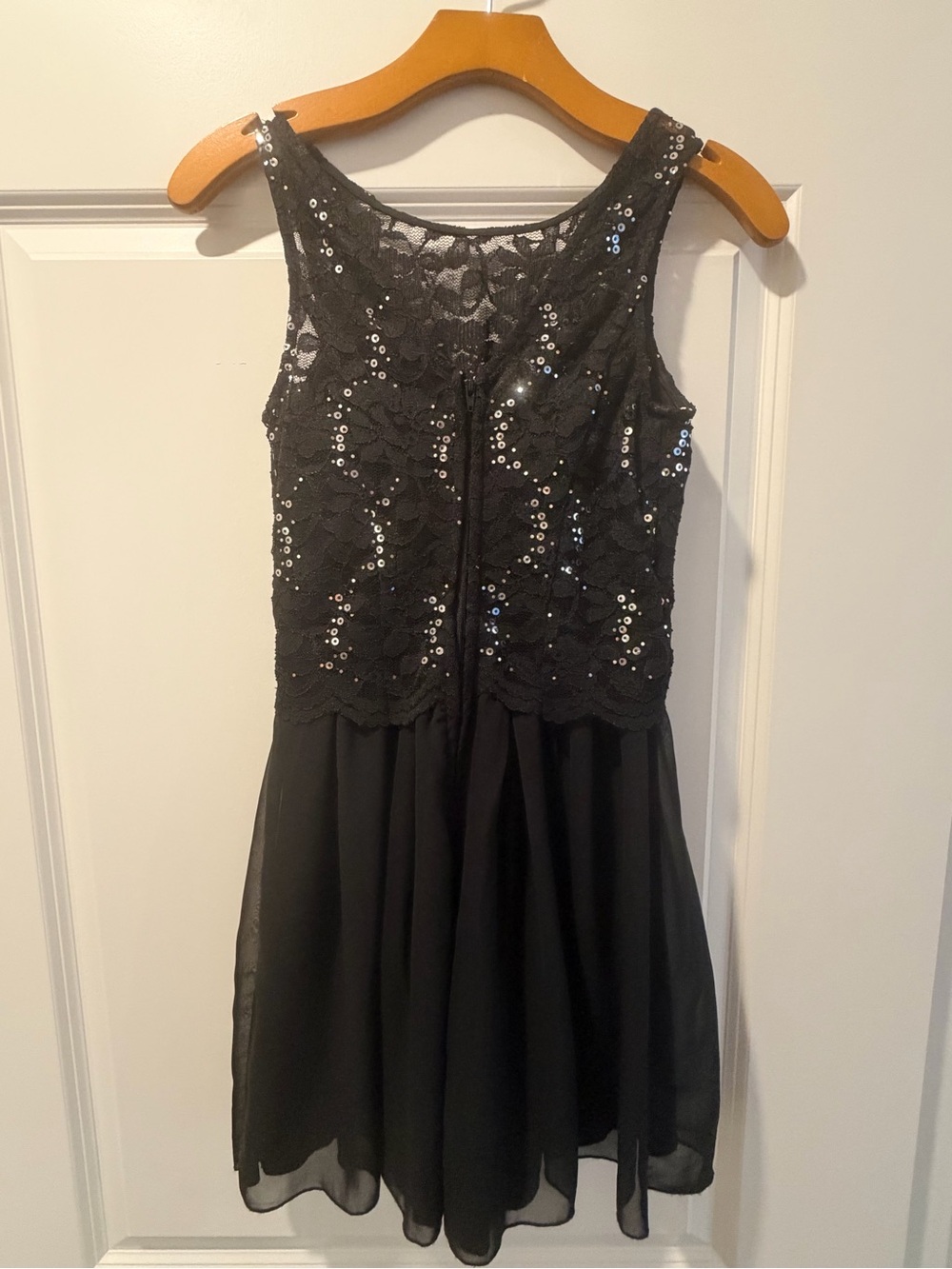 Macy's Black Sequin Lace Chiffon Formal Dress for Girls